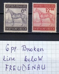 Germany 1943 MNH Mi 857-858 B244-B245 6pf Broken line below Freudenau / Error **