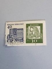 Vintage 1960s Germany Postage Stamps Lot of 2 Used Circulated On Paper