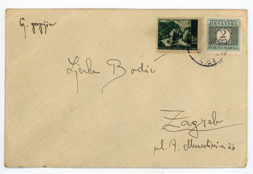 Vintage WWII Croatia Nazi Era Postage Due Cover, Censored Stamped