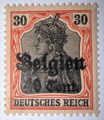 Travelstamps: Germany Offices in Belgium Stamps WWII, 30pf w/ 40c OP MOGNH Wmk
