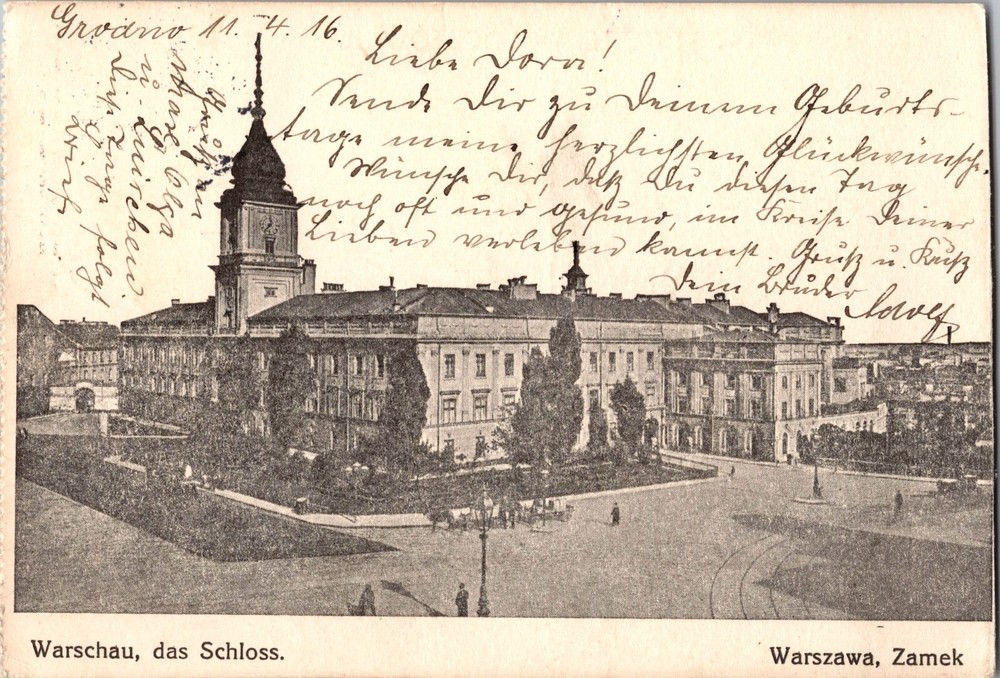 1916 Germany Grodno RPPC Felpost Warzaw Castle Postcard Cover To Dortmund