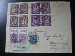 DEUTSCHES REICH 1923 very nice airmail cover w/ mixed franking!