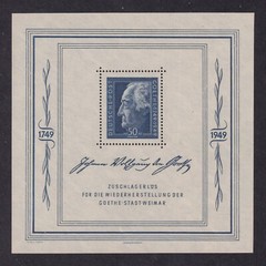 GERMANY 1949 Russian Zone Goethe Miniature Sheet SG MSR59a MNH/** (CV £275)