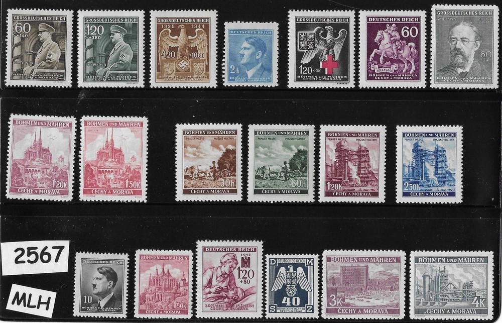 MLH Stamps German occupation WWII BaM Adolf Hitler & other postage #2567