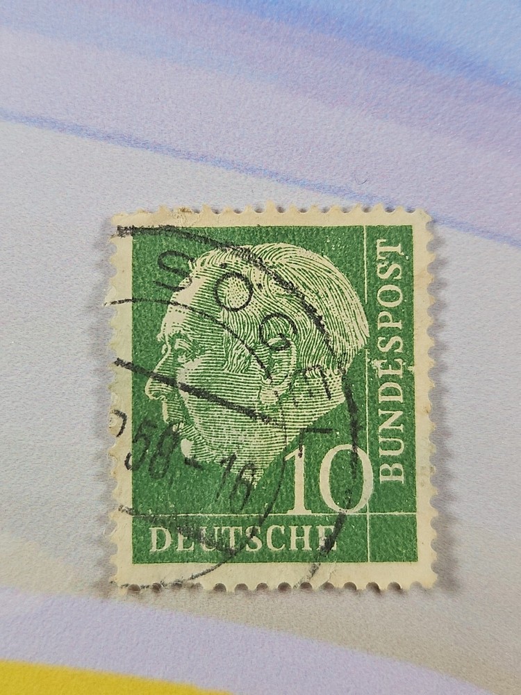 Germany Stamp Theodor Heuss 10pf Used 708 Circular Cancel