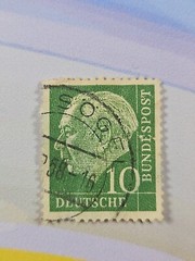 Germany Stamp Theodor Heuss 10pf Used 708 Circular Cancel