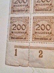 German Stamps Third Reich HyperInflation block of 91 stamps 1923 200M million