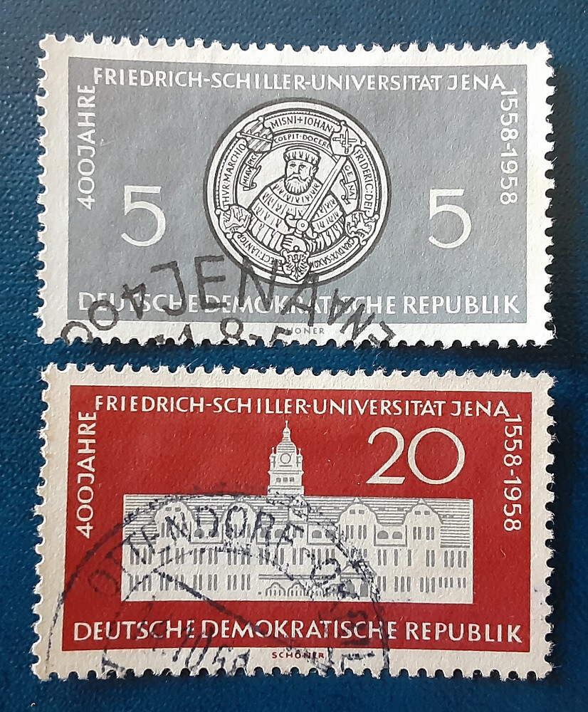 DDR Germany 1958 Used Jena Univeristy Mi 647-8 Scott 399-400 VF 7595