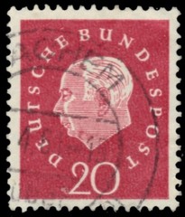 GERMANY 795 – President Theodor Heuss „1959 Dark Carmine Rose“ (pc15955)