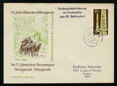 Germany Event Cover sc 2394 Wernigerode Philatelic Anniversary Cachet 1988