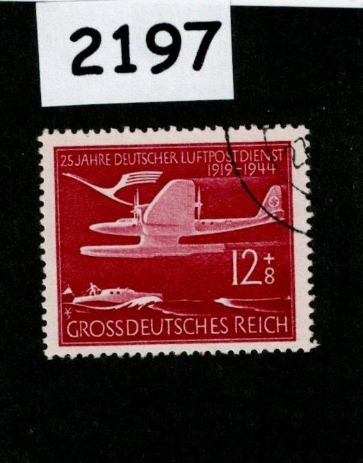 Used stamp B252b 1943 25th anniversary Airmail Airplane Germany #2197