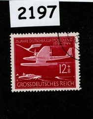 Used stamp B252b 1943 25th anniversary Airmail Airplane Germany #2197