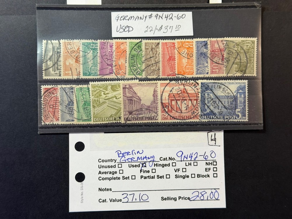 Germany Berlin # 9N 42 – 60 Used 2024 Scott Catalogue Value $ 37.10