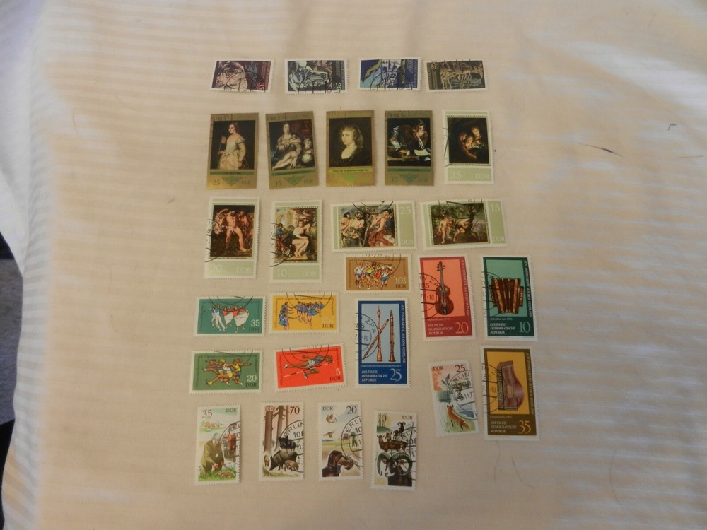 Lot of 27 East Germany Stamps from 1977 Rubens Art, Sports, Animals, More