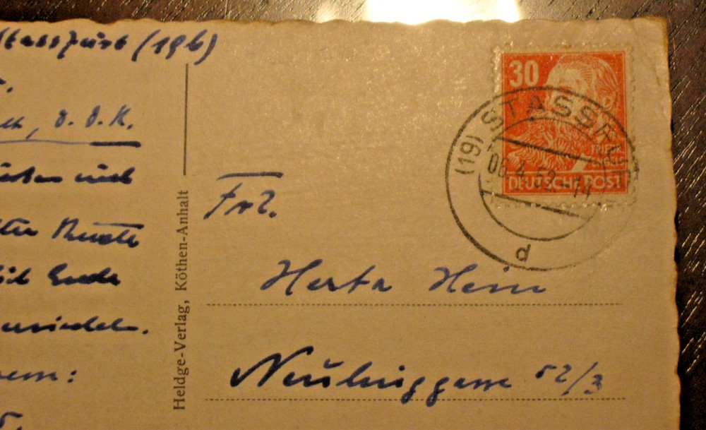 STAMP EAST GERMANY SCOTT# 130 ORANGE COVER ON POSTCARD