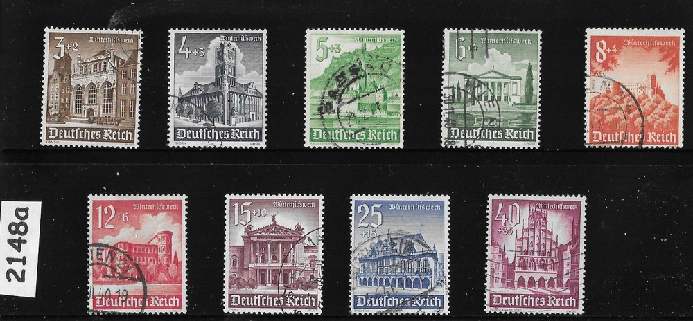 Stamp set B177-B185 1940 Germany Third Reich era Winter relief fund #2148a