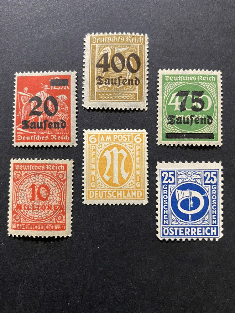 German & 1 Austrian stamp, all Mint Never Hinged, Full Original Gum.