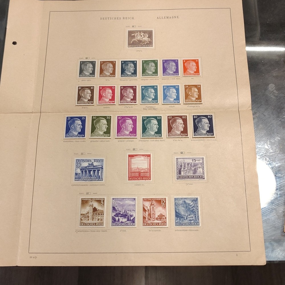 Deutsches Reich Germany & Colonies Postage Stamps Album Page Assorted Multicolor