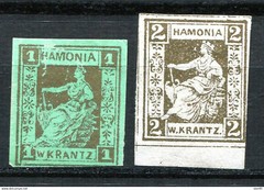 Germany 1863 Local Post Hamburg Imperf Mint Mi 8/10 on white paper 11846