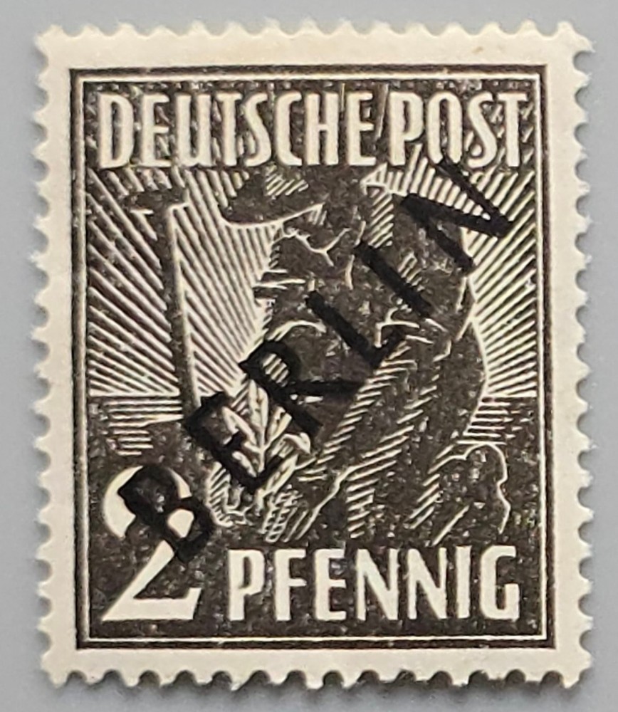 Germany Berlin 1948 BERLIN Black Overprint 2 Pfennig Deutsche Post Mint