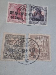 German occupation WWI in Romania 1917-1918 Overprinted # Stamped Envelope+blocks