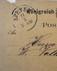 1880 Bavaria Postal Card Annweiler Speyer Scott UX3 Rose Order Pfalz