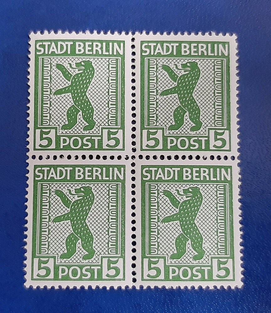 Germany Stamps Allied Occupation Berlin 4x 5 Pfennig Block SBZ Mi. Nr. 1 (19745)