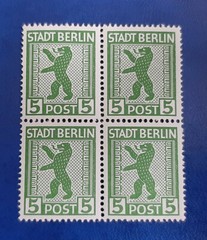 Germany Stamps Allied Occupation Berlin 4x 5 Pfennig Block SBZ Mi. Nr. 1 (19745)