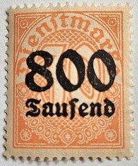 Germany VINTAGE 1923, Inflation Overprint, MINT, MNH Single Stamp, 800 Saufenb