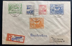 1946 Cottbus Germany Local Stamp issue Post WW2 Registered Cover To Hamburg