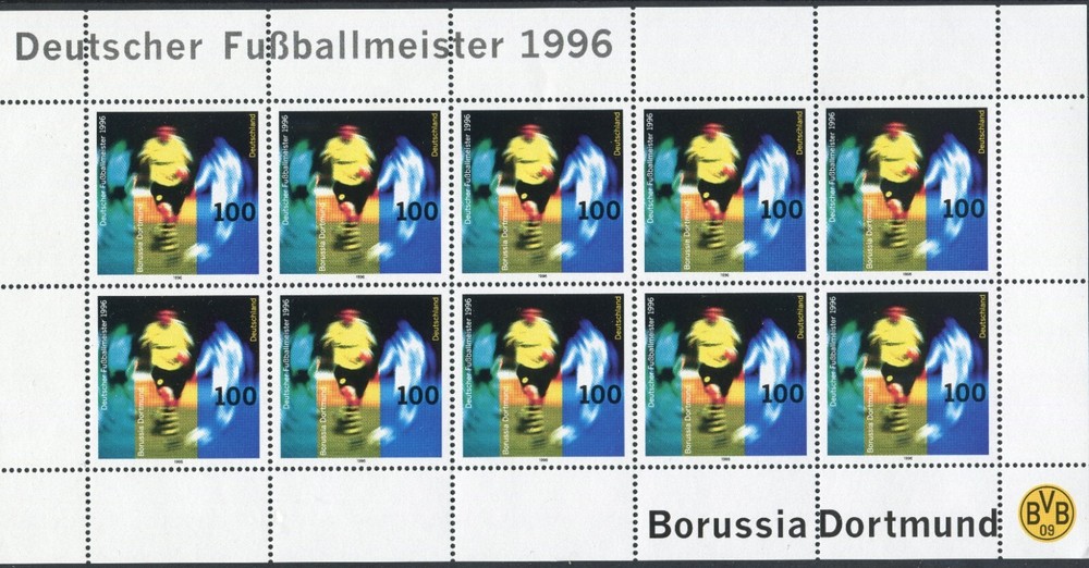 10 x Bund Nr. 1879 Kleinbogen KB postfrisch BRD Borussia Dortmund Meister 1996