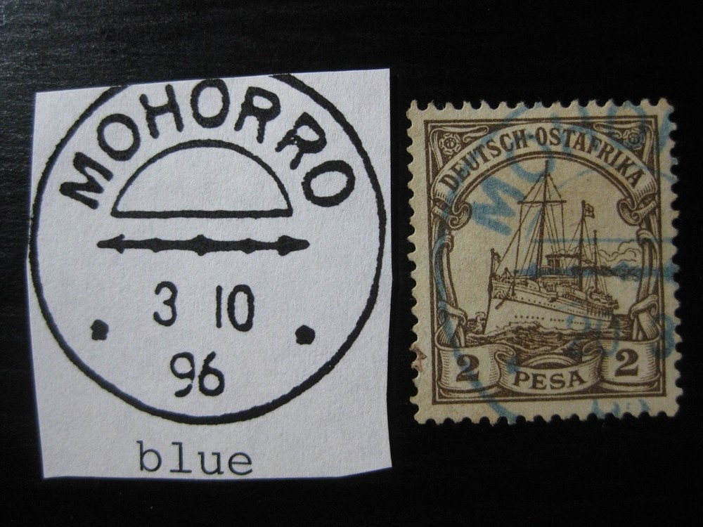 EAST AFRICA GERMAN COLONY Mi. #11 used Kaiser Yacht stamp w/ blue Mohorro cancel