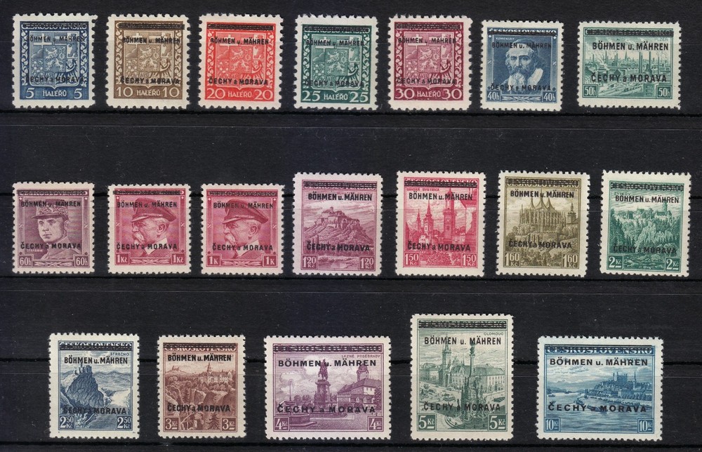 Bohemia & Moravia 1939 MNH Mi 1-19 Sc 1-19 German Protectorate, signed (IV) **
