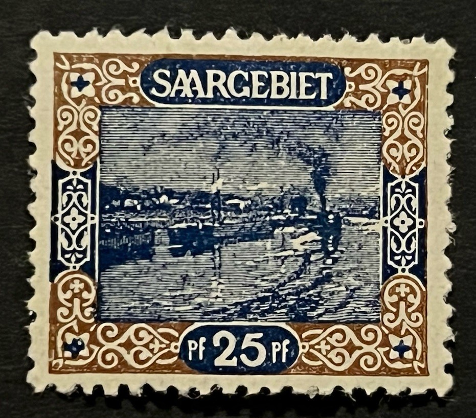 Travelstamps: 1921 Germany Saar Stamps Scott #71 – 25pf Saar River Traffic MOGH