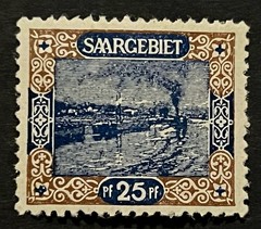Travelstamps: 1921 Germany Saar Stamps Scott #71 – 25pf Saar River Traffic MOGH