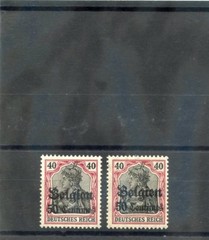 GERMAN WWI OCC (BELGIUM)Sc N5,N5var(MI 5I+II)**F-VF OG 1914 50c/40pf BOTH $82