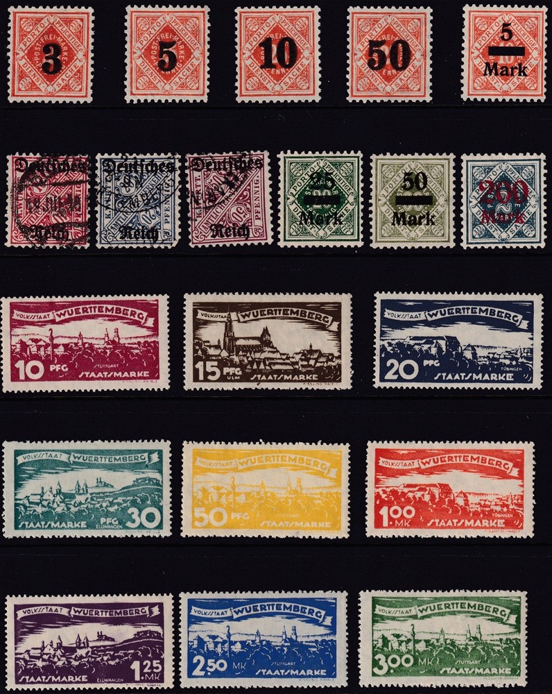 Lot Stamp Germany Wurttemberg Selection Buildings Dienst Official H