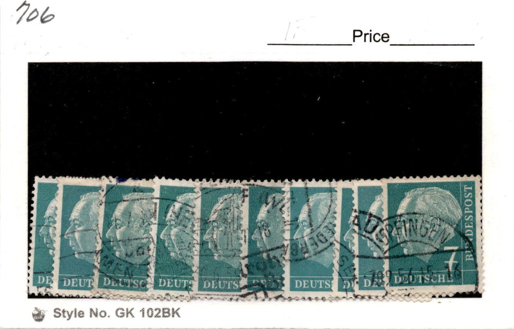Germany, Postage Stamp, #706 Lot Used, 1954 President Theodor Heuss (AF)