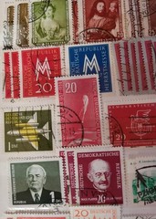 Rare used Airmail GDR stamp (Wz 2 lying), type. auction value 1200 eur