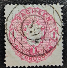 Germany Saxony. Coat of Arms. Scott’s #s 17 & 19. Used. sal’s stamp store.