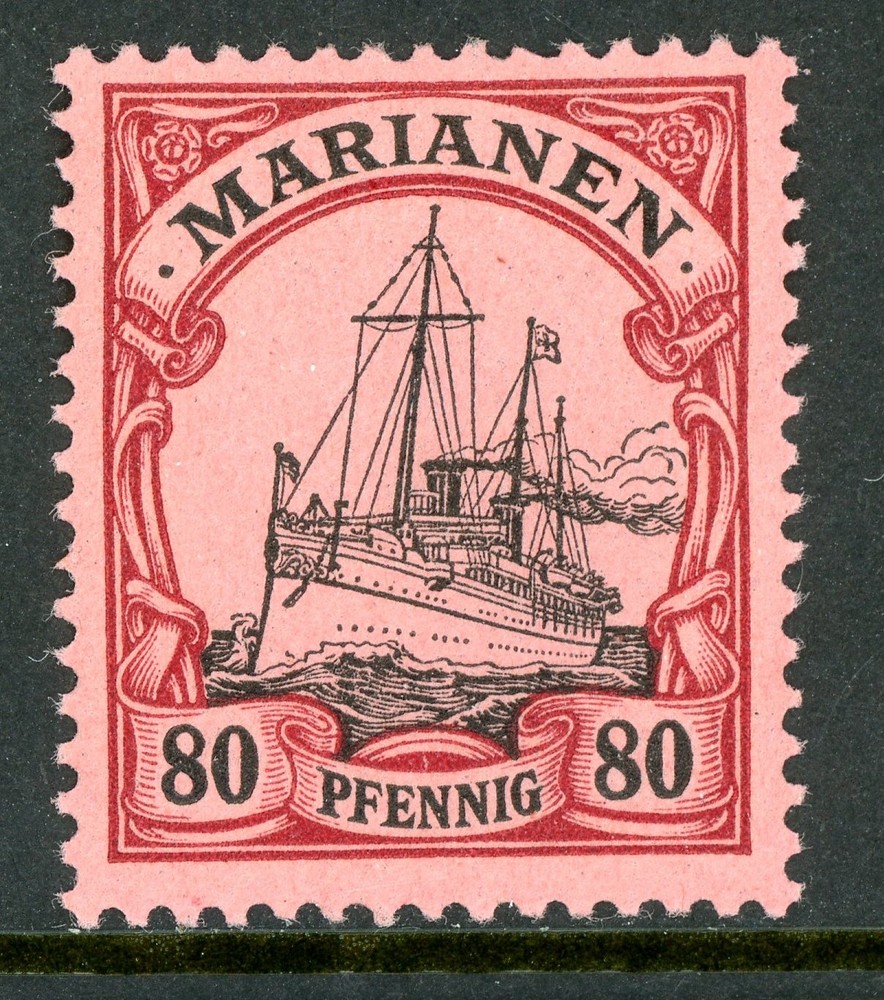 Germany 1901 Mariana Islands 80pf Carmine Yacht Scott #25 Mint Y11
