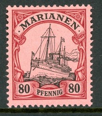 Germany 1901 Mariana Islands 80pf Carmine Yacht Scott #25 Mint Y11