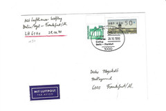 GERMANY 1990 First Flight Cover (LH 6141) sent from Berlin to Frankfurt
