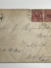 Antique 1890s Heligoland to Oakland CA California Reichspost 10 PF Envelope