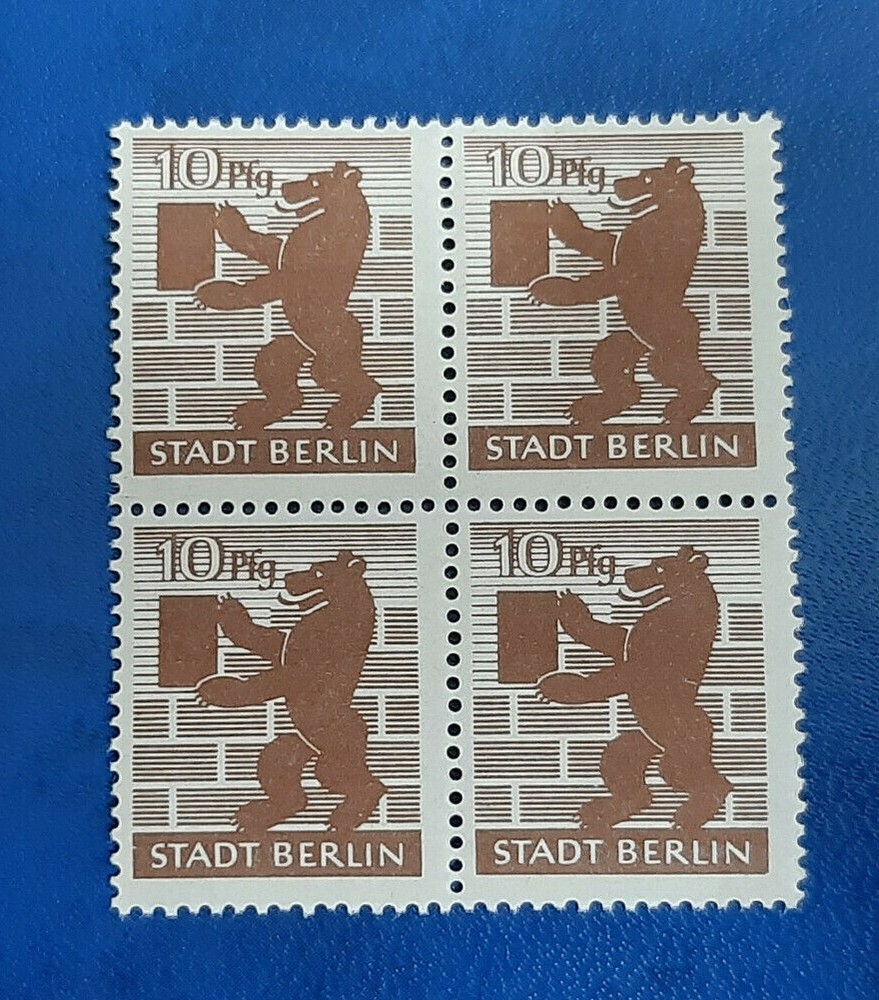 Germany Stamps Allied Occupation Berlin 4x 10 Pfennig Block SBZ Mi. Nr. 4 (19752