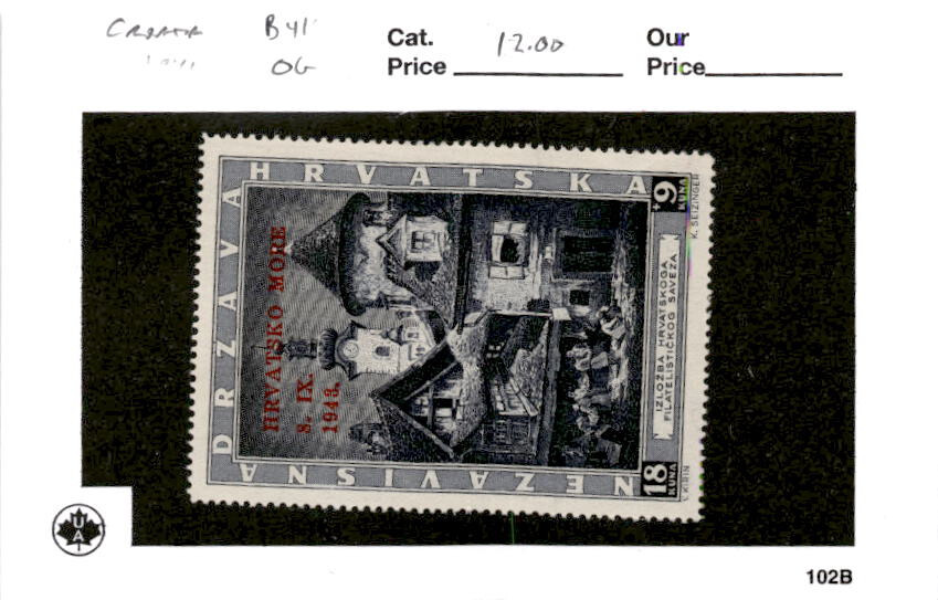 Croatia, Postage Stamp, #B41 Mint Hinged, 1943 WWII German State (AC)