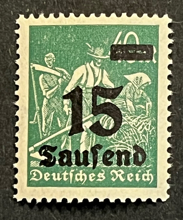 Travelstamps; 1923 Germany OP Stamp #279 – 15 Tausend on 40m Farming Mint MNH OG