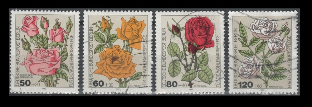 Berlin 9NB193-96 Flowers Semi postals (5 USED Stamps, 1982)