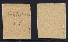 Schleswig, Scott #O5 and O6, Officials, Used on Piece, both are Signed Grueber