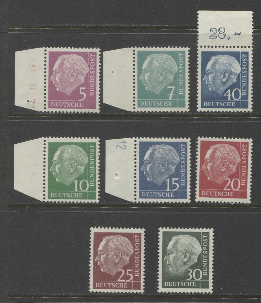 Germany 1960 complete set President Heuss fluorescent issues mint**, $ 310.00